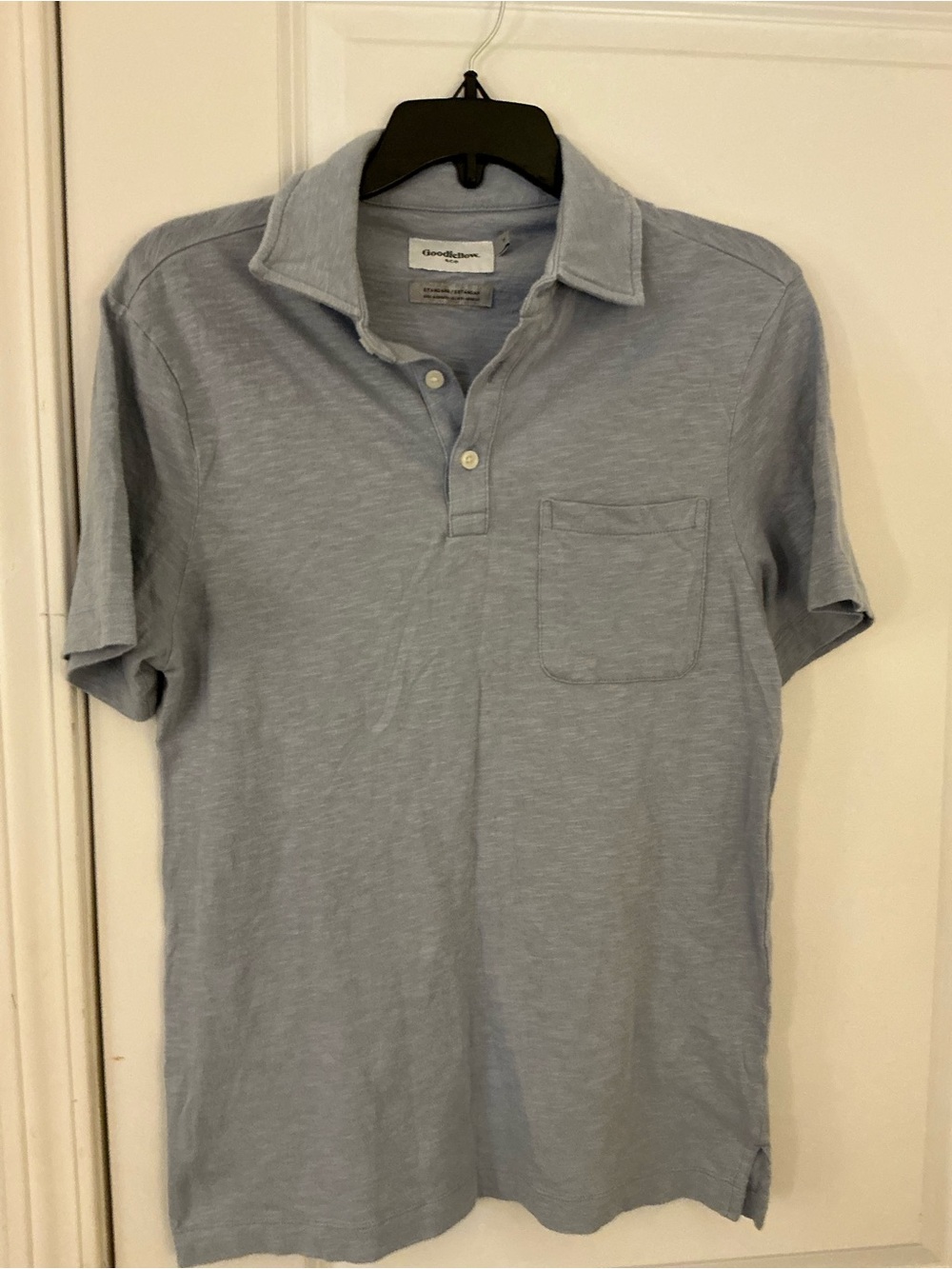 Goodfellow & Co Men's Light Blue Heathered Slub Short Sleeve Pocket Polo Shirt